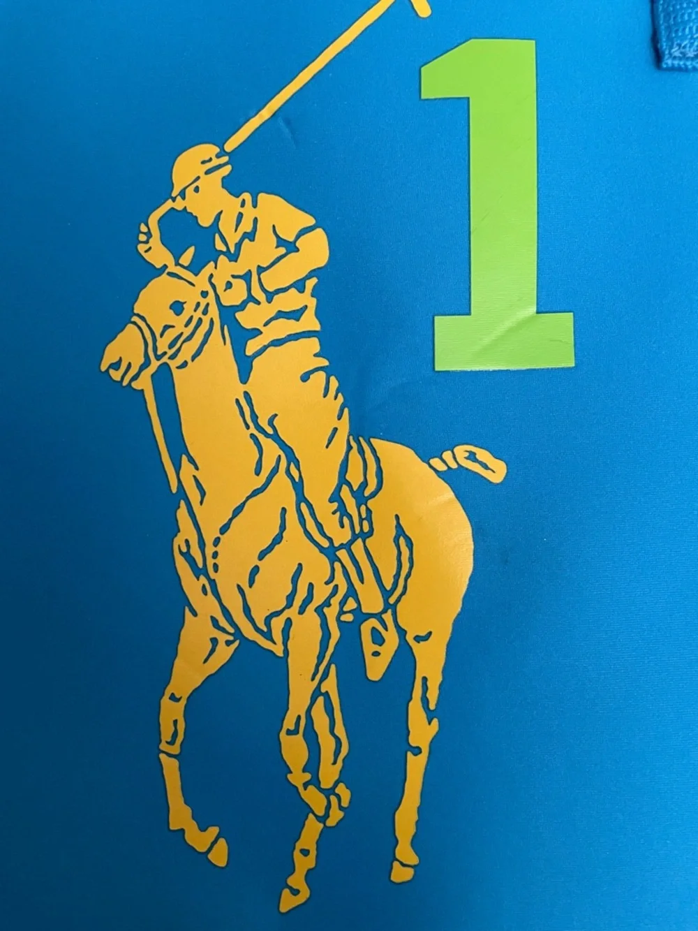 New Ralph Lauren Blue Laptop Crossbody with Neon Yellow Polo Logo 13” L x 12” H